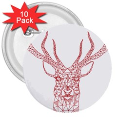 Modern red geometric christmas deer illustration 3  Buttons (10 pack) 