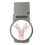 Modern red geometric christmas deer illustration Money Clips (Round)  Front