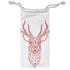 Modern red geometric christmas deer illustration Jewelry Bags