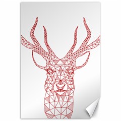 Modern red geometric christmas deer illustration Canvas 12  x 18  