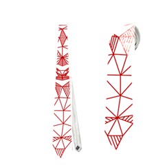 Modern Red Geometric Christmas Deer Illustration Neckties (one Side)  by Dushan