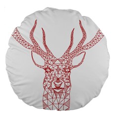 Modern Red Geometric Christmas Deer Illustration Large 18  Premium Round Cushions