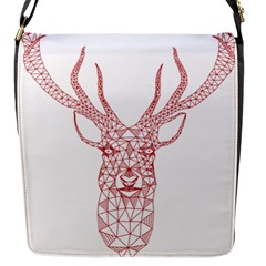 Modern red geometric christmas deer illustration Flap Messenger Bag (S)