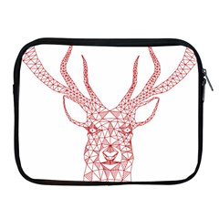 Modern red geometric christmas deer illustration Apple iPad 2/3/4 Zipper Cases