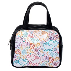 Cute pastel tones elephant pattern Classic Handbags (One Side)