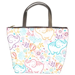 Cute pastel tones elephant pattern Bucket Bags