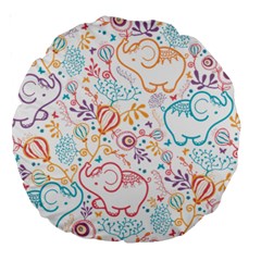 Cute Pastel Tones Elephant Pattern Large 18  Premium Round Cushions by Dushan