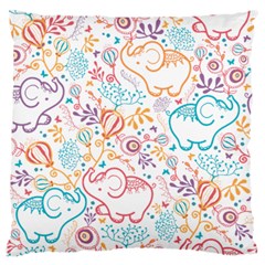 Cute Pastel Tones Elephant Pattern Large Flano Cushion Cases (one Side)  by Dushan