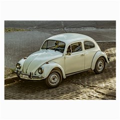 Classic Beetle Car Parked On Street Large Glasses Cloth (2-side) by dflcprints