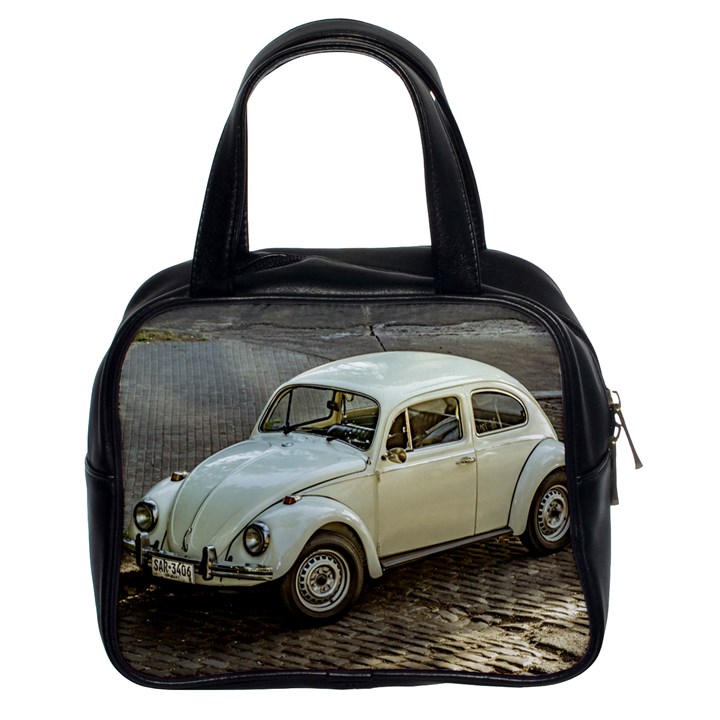 Classic Beetle Car Parked On Street Classic Handbags (2 Sides)