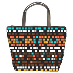 Squares Pattern In Retro Colors Bucket Bag by LalyLauraFLM