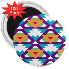 Triangles And Other Shapes Pattern 3  Magnet (100 Pack) by LalyLauraFLM