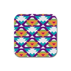 Triangles And Other Shapes Pattern Rubber Square Coaster (4 Pack) by LalyLauraFLM