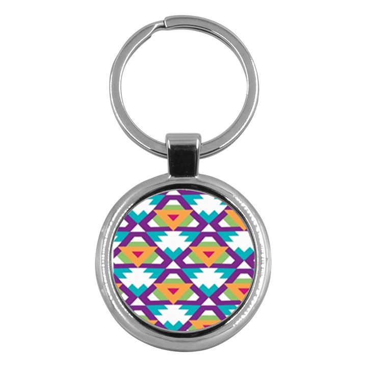 Triangles and other shapes pattern Key Chain (Round)
