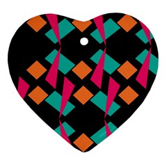 Shapes In Retro Colors  Heart Ornament (two Sides) by LalyLauraFLM