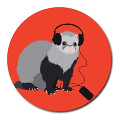 Funny Music Lover Ferret Round Mousepads by CreaturesStore