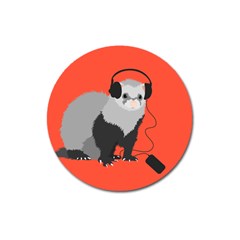 Funny Music Lover Ferret Magnet 3  (round) by CreaturesStore