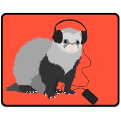 Funny Music Lover Ferret Double Sided Fleece Blanket (medium)  by CreaturesStore