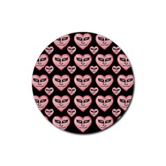 Angry Devil Hearts Seamless Pattern Rubber Round Coaster (4 Pack)  by dflcprints