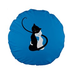 Blue Hugging Love Cats Standard 15  Premium Flano Round Cushions by CreaturesStore