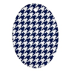 Houndstooth Midnight Oval Ornament (Two Sides)