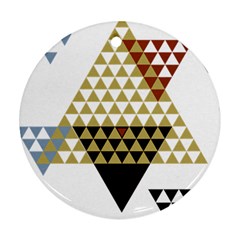 Colorful Modern Geometric Triangles Pattern Round Ornament (two Sides) 