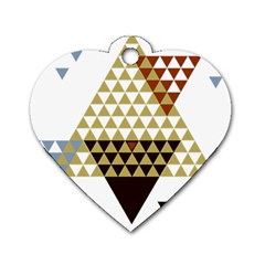 Colorful Modern Geometric Triangles Pattern Dog Tag Heart (one Side)