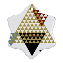 Colorful Modern Geometric Triangles Pattern Snowflake Ornament (2-side) by Dushan