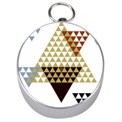 Colorful Modern Geometric Triangles Pattern Silver Compasses