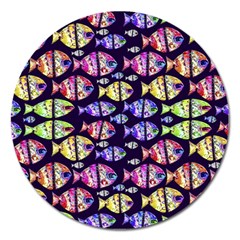 Colorful Fishes Pattern Design Magnet 5  (round) by dflcprints