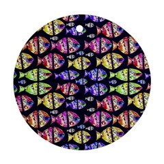 Colorful Fishes Pattern Design Round Ornament (two Sides) 