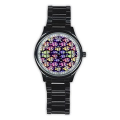 Colorful Fishes Pattern Design Stainless Steel Round Watches