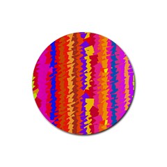 Colorful Pieces Rubber Round Coaster (4 Pack) by LalyLauraFLM