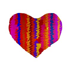 Colorful Pieces Standard 16  Premium Heart Shape Cushion  by LalyLauraFLM