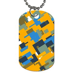 Blue Yellow Shapes Dog Tag (two Sides) by LalyLauraFLM