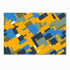 Blue Yellow Shapes Postcard 4 x 6  (pkg Of 10) by LalyLauraFLM