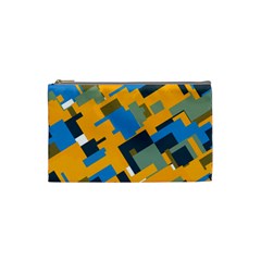 Blue Yellow Shapes Cosmetic Bag (small) by LalyLauraFLM