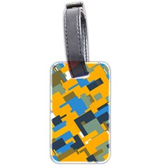 Blue Yellow Shapes Luggage Tag (two Sides) by LalyLauraFLM