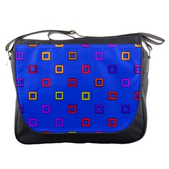 3d Squares On A Blue Background Messenger Bag by LalyLauraFLM