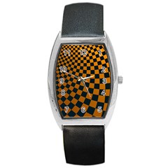 Abstract Square Checkers  Barrel Metal Watches by OZMedia