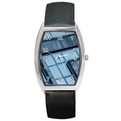 Abstract View Of Modern Buildings Barrel Metal Watches