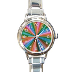 Abstract Rainbow Round Italian Charm Watches