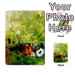 Awesome Flowers And Lleaves With Dragonflies On Red Green Background With Grunge Multi-purpose Cards (rectangle) 