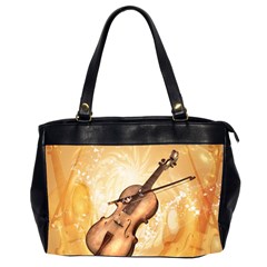 Wonderful Violin With Violin Bow On Soft Background Office Handbags (2 Sides)  by FantasyWorld7
