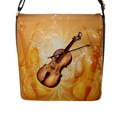 Wonderful Violin With Violin Bow On Soft Background Flap Messenger Bag (l)  by FantasyWorld7