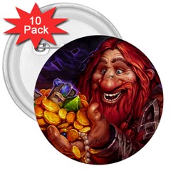 Hearthstone Gold 3  Buttons (10 Pack)  by HearthstoneFunny