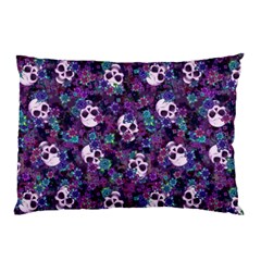 Flowers And Skulls Pillow Case (two Sides)