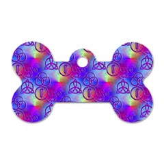 Rainbow Led Zeppelin Symbols Dog Tag Bone (two Sided) by SaraThePixelPixie