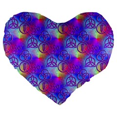 Rainbow Led Zeppelin Symbols 19  Premium Heart Shape Cushion by SaraThePixelPixie