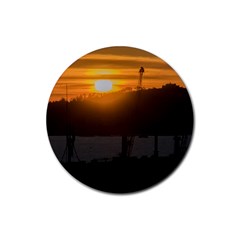 Aerial View Sunset Scene Of Montevideo Uruguay Rubber Round Coaster (4 Pack)  by dflcprints